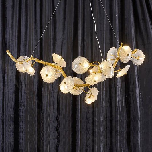 48-63 Inch Linear Lotus Chandelier Modern Chandelier for Dining Room