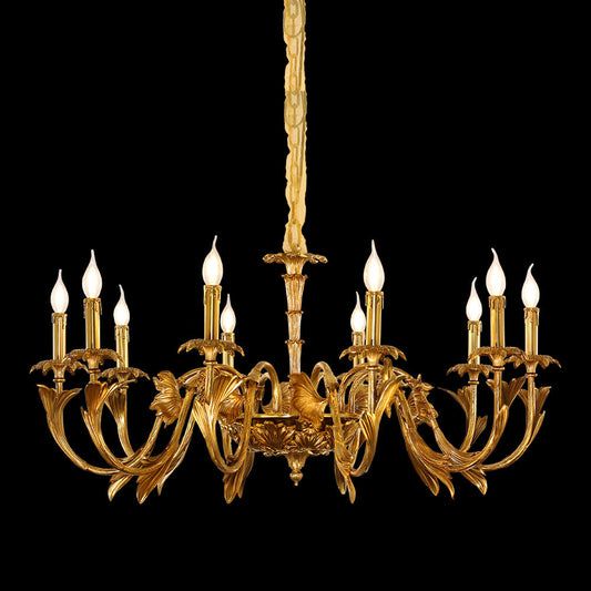 41X20 Inch 10 Lights Baroque Style European Antique Copper Chandelier