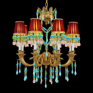 8 Lights Small Copper Crystal Chandelier Luxury Colorful Wedding Chandelier Light