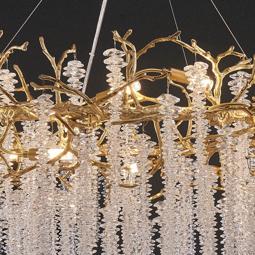 24-40 Inch Round Tree Branch Chandelier Modern Crystal Chandelier in Gold