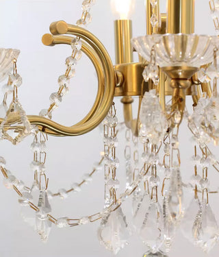 6 Lights Candle Style Brass Chandelier Gold Bedroom Crystal Chandelier