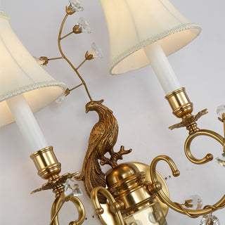 2 Lights French Retro Brass Wall Sconce Antique Bird Wall Lamp