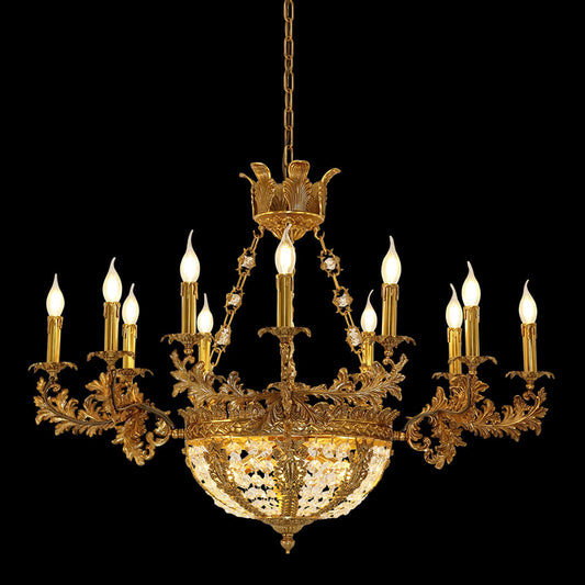 41X30 Inch 16 Lights French Empire Style Brass and Crystal Chandelier Light