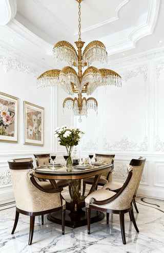 39X35 Inch Wide 3-Layer Big Brass Palm Tree Gold Crystal Chandelier for Entrance/ Foyer