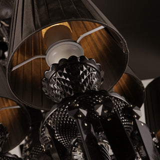 Baccarat Inspired 18 Lights Black Chandelier Lustre Baccarat Crystal Lighting with Lampshades