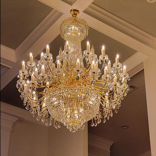 59X69 Inch Large Gold Chandelier Elegant Crystal Chandelier Foyer Lighting