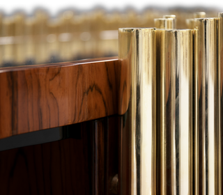 Luxury Brass Sideboard Cabinet with Sculptural Doors & Hidden Storage