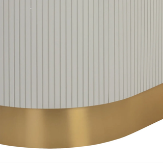 Panoso Carrara Marble Top Dining Table (Wood Reeded Base): Delicate Light Luxury Dining Room Meal Table