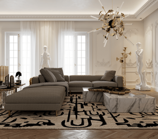 Luxury Black & White Coffee Table with Sculptural Design & High Gloss Finish