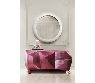 Luxury Diamond-Inspired Sideboard Cabinet with Black Gold Finish & Hidden Storage