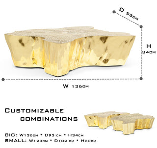 Luxury Patina Brass Coffee Table with Organic Sculptural Design & Handcrafted Finish