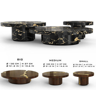 Luxury Gold Coffee Table with Round Glass Top & Sculptural Brass Base