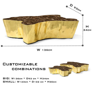 Luxury Patina Brass Coffee Table with Organic Sculptural Design & Handcrafted Finish