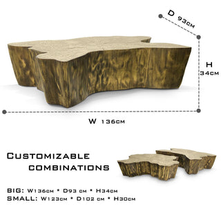 Luxury Patina Brass Coffee Table with Organic Sculptural Design & Handcrafted Finish