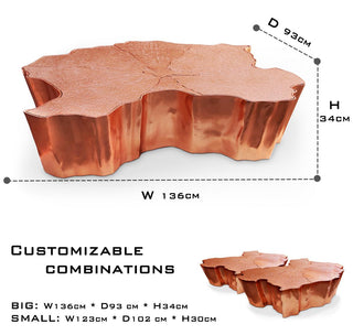 Luxury Patina Brass Coffee Table with Organic Sculptural Design & Handcrafted Finish