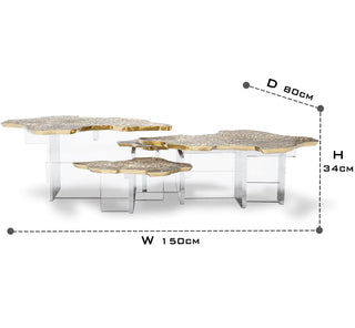 Luxury Designer Coffee Table with Hand-Painted Artistic Top & Sculptural Brass Base