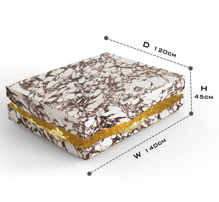 Luxury Carrara Marble Coffee Table with Sculptural Brass Frame & Organic Design