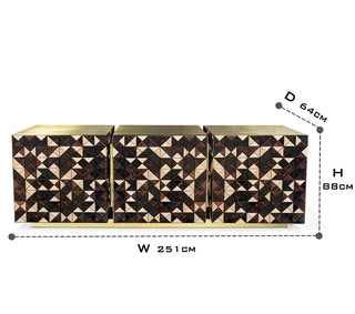 Luxury Anodized Metal Sideboard Cabinet with Pixel-Inspired Design & Hidden Storage