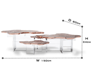 Luxury Designer Coffee Table with Hand-Painted Artistic Top & Sculptural Brass Base