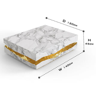 Luxury Carrara Marble Coffee Table with Sculptural Brass Frame & Organic Design