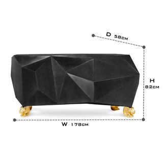Luxury Diamond-Inspired Sideboard Cabinet with Black Gold Finish & Hidden Storage