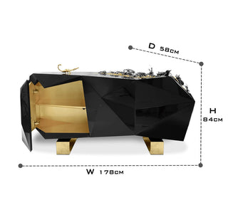 Luxury Diamond-Inspired Sideboard Buffet Cabinet with Black Gold Finish