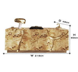 Luxury Black Gold Sideboard Cabinet with Sculptural Cracked Design