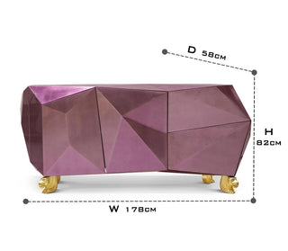 Luxury Diamond-Inspired Sideboard Cabinet with Black Gold Finish & Hidden Storage