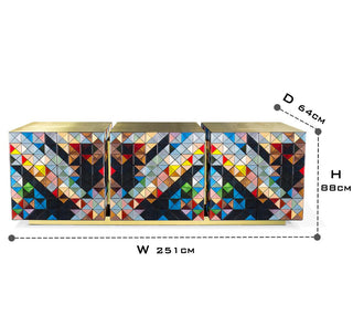 Luxury Anodized Metal Sideboard Cabinet with Pixel-Inspired Design & Hidden Storage