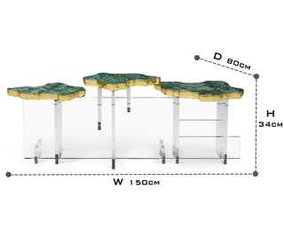 Luxury Designer Coffee Table with Hand-Painted Artistic Top & Sculptural Brass Base