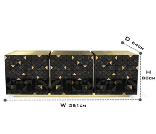 Luxury Anodized Metal Sideboard Cabinet with Pixel-Inspired Design & Hidden Storage