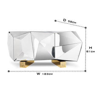 Luxury Black Faceted Sideboard Buffet Cabinet with Hidden Storage
