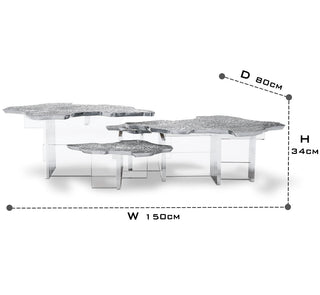 Luxury Designer Coffee Table with Hand-Painted Artistic Top & Sculptural Brass Base
