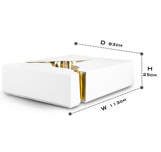 Luxury Coffee Table with Cracked Brass Sculptural Base & Smoked Glass Top
