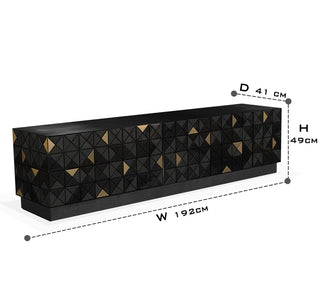 Luxury Walnut Media Console with Pixel-Inspired Design & Hidden Storage