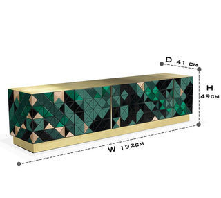 Luxury Walnut Media Console with Pixel-Inspired Design & Hidden Storage