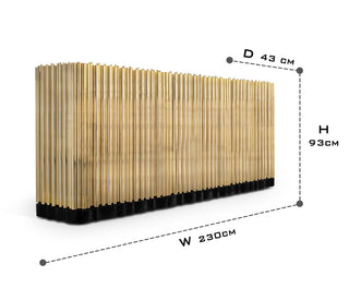 Luxury Brass Sideboard Cabinet with Sculptural Doors & Hidden Storage