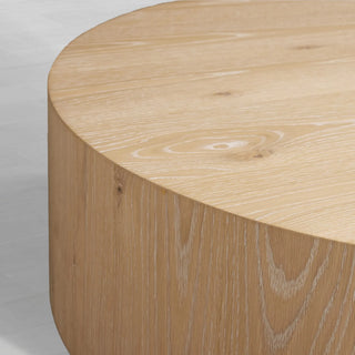 Sullivan Oak Wood Round Coffee Table: Simplicity Living Room Center Cocktail & Tea Table