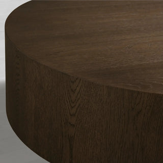 Sullivan Oak Wood Round Coffee Table: Simplicity Living Room Center Cocktail & Tea Table