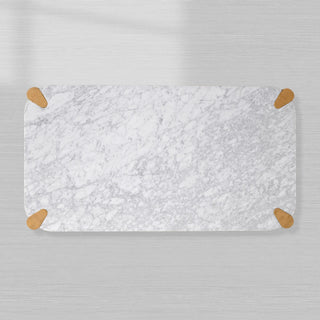 Pyet Marble Coffee Table: Elegant Oak Wood Base Living Room Center Cocktail & Tea Table