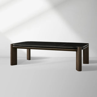 Pyet Marble Coffee Table: Elegant Oak Wood Base Living Room Center Cocktail & Tea Table