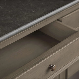 Kensington Marble Top Wood Sideboard: Glass Doors Buffet Storage & Entryways Living Room Side Cabinet