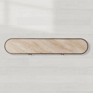Astor Media Console & Sideboard: Minimalist Reeded Stone-Inlaid Oak Console