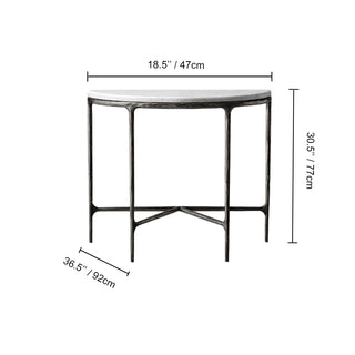 Hand-Forged Metal Semi-Circle Marble Console Table