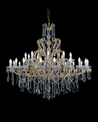 57X53 Inch Two Tiers Candle Style Crystal Chandelier 30 Lights Gold Maria Theresa Chandelier for Dining Room