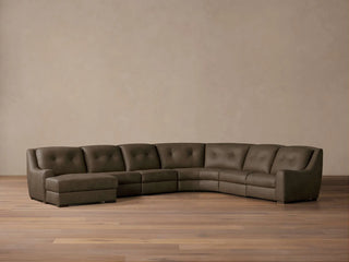 Perry Leather Six-Piece Motion Chaise Sectional