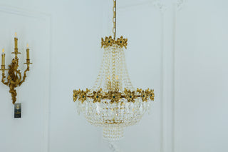 24X30 Inch Classical French Empire Brass and Crystal Chandelier