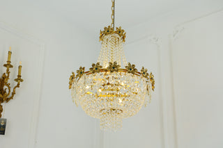 24X30 Inch Classical French Empire Brass and Crystal Chandelier