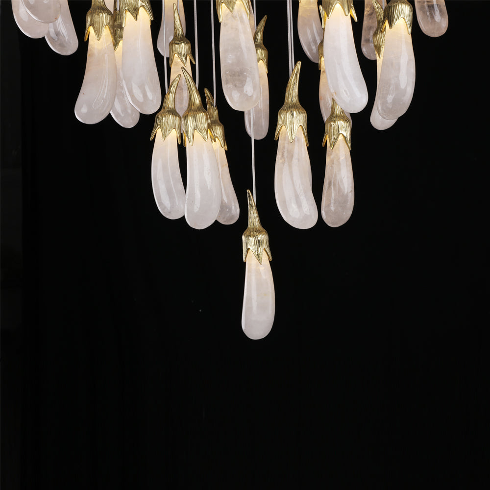 22X47 Inch 32 Rock Crystal Long-eggplants Pendant Modern LED Chandelier