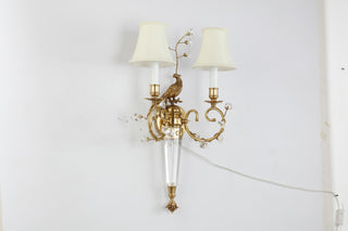 2 Lights French Retro Brass Wall Sconce Antique Bird Wall Lamp